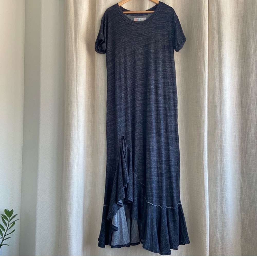 Free People Black Beach Havana Ruffle Maxi Tee T-Shirt Dress - Picture 2 of 12
